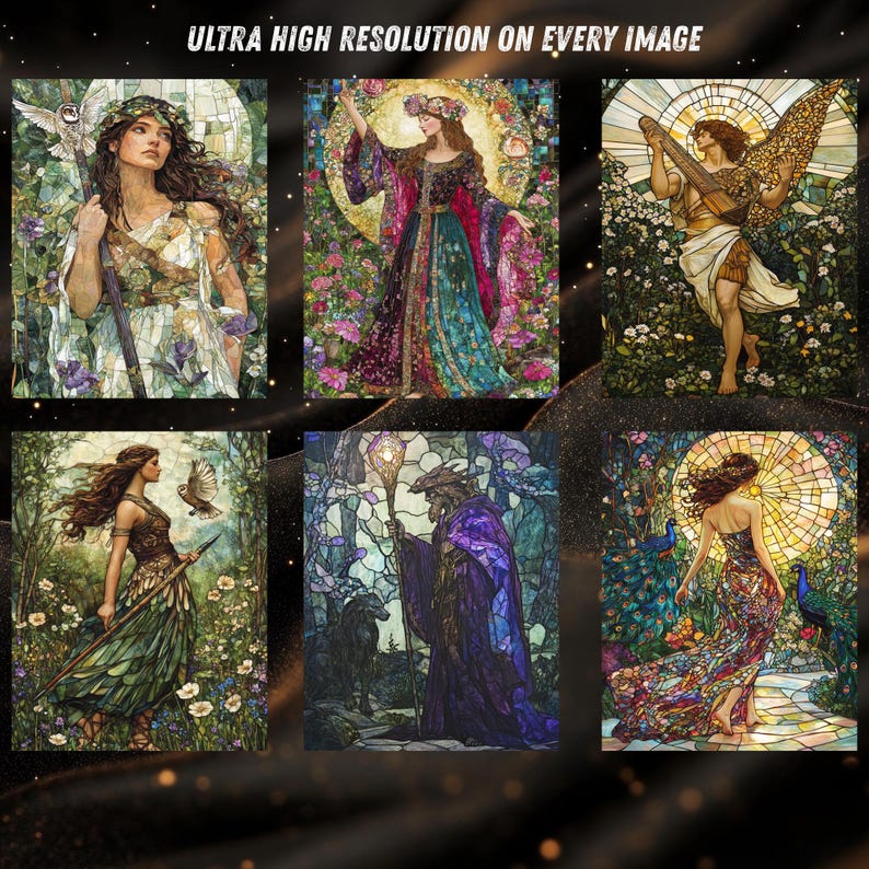 Greek Gods Stained Glass Art Prints: Mythology Decor (digital Download ...