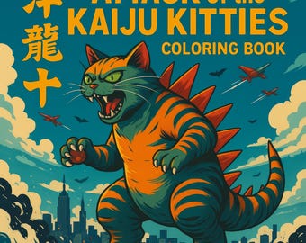 Livro de colorir Kaiju Kitties: Gatos Monstros Gigantes (download digital)