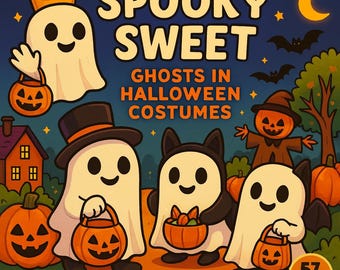 Livro de colorir de fantasmas fofos para o Halloween: Atividade para festa à fantasia (PDF)