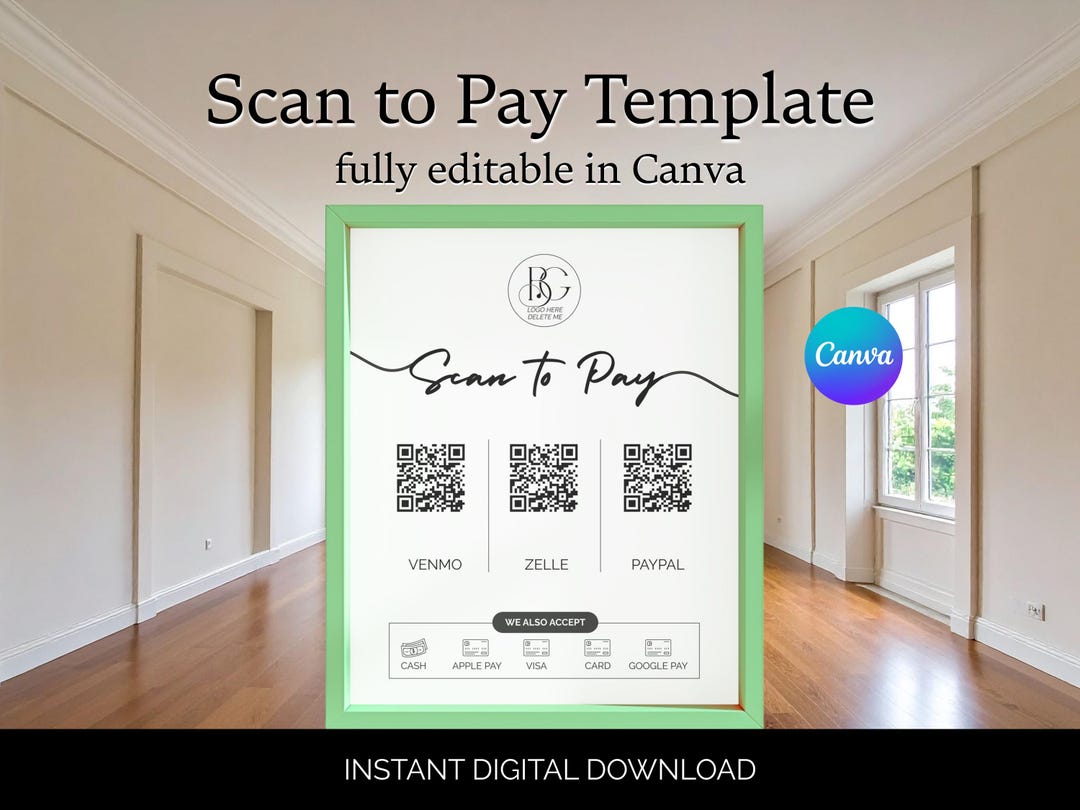 Editable Qr Permit Scan QR Code Scan to Pay Template, Payment Sign, Editable for Business - Etsy