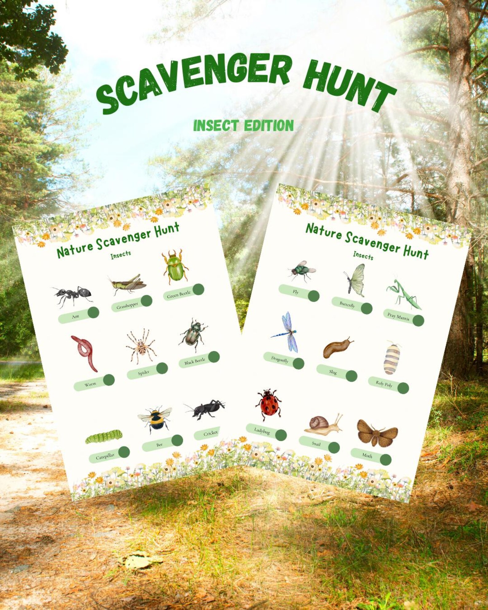 Bug Scavenger Hunt Printable | Nature Activity for Kids (2 Pages) - Etsy
