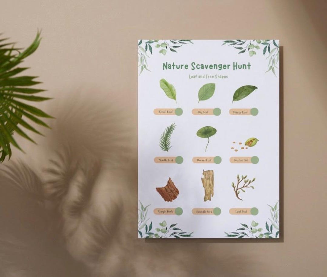 Nature Scavenger Hunt Printable | Leaf & Tree Shapes Outdoor Activity ...