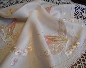 Unique Antique Handmade Punto Lace on Net Lace Background BeltCollarTrim Downton Abbey