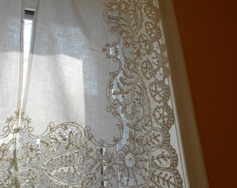 Unique Antique Handmade Punto Lace on Net Lace Background BeltCollarTrim Downton Abbey
