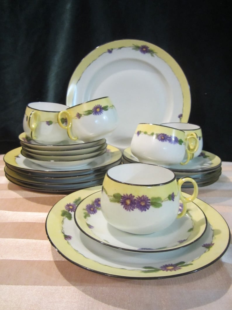 SALE Beautiful Vintage 22 Piece Set of Hand Painted Nippon China image 2