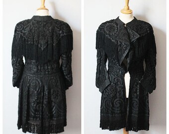 SALE Stunningly and Rare OOAK Victorian Antique Handmade Black Mourning Jacket 1800s So Downton Abbey