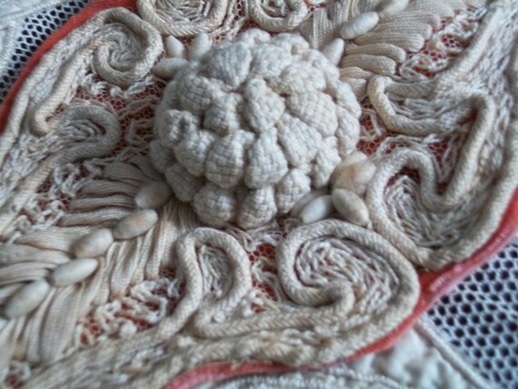 Unique Antique Handmade Punto Lace on Net Lace Background BeltCollarTrim Downton Abbey