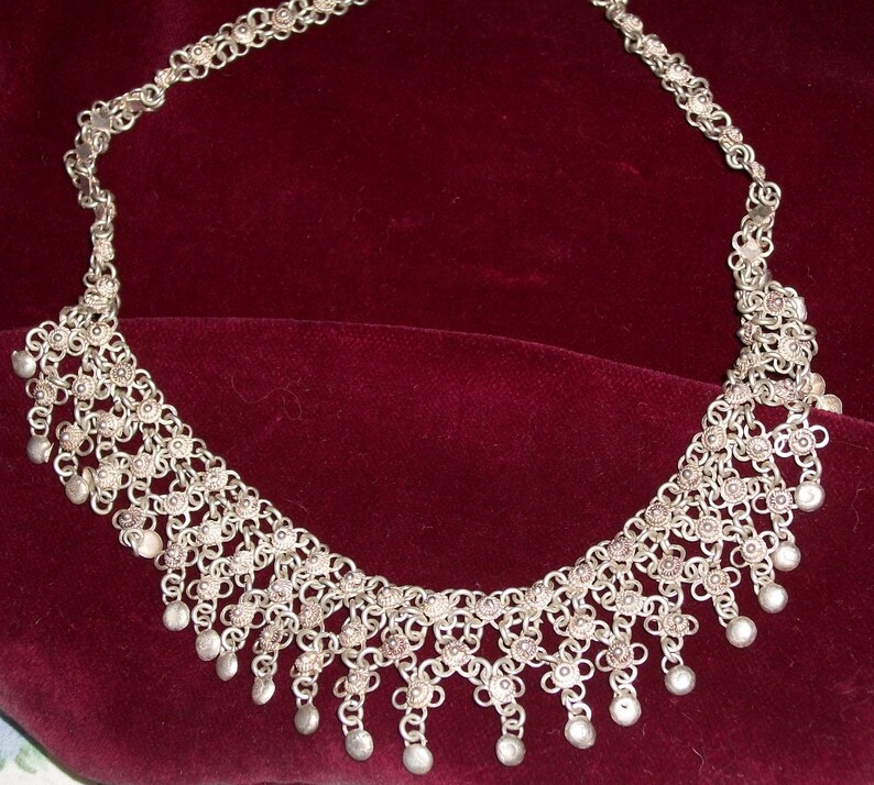 SALE Antique Vintage Solid Sterling Silver Chandelier Necklace image 1