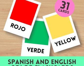 Bilingual Color Flashcards: English & Spanish Learning (Digital Download)