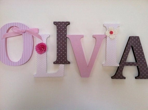 pink wooden letters for nursery