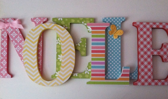 pink wooden letters for nursery