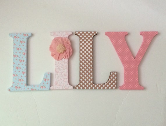 pink wooden letters for nursery