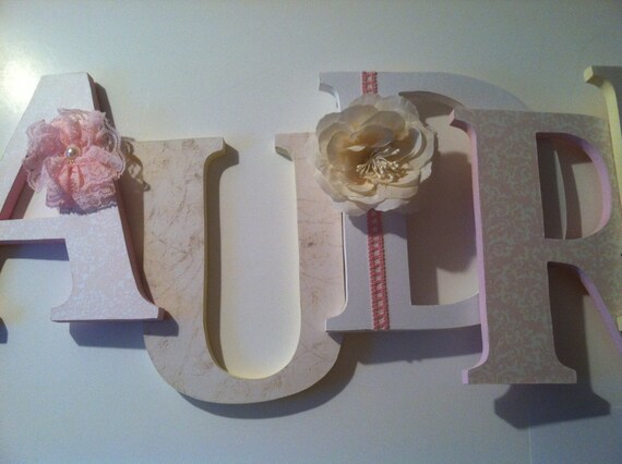 pink wooden letters for nursery