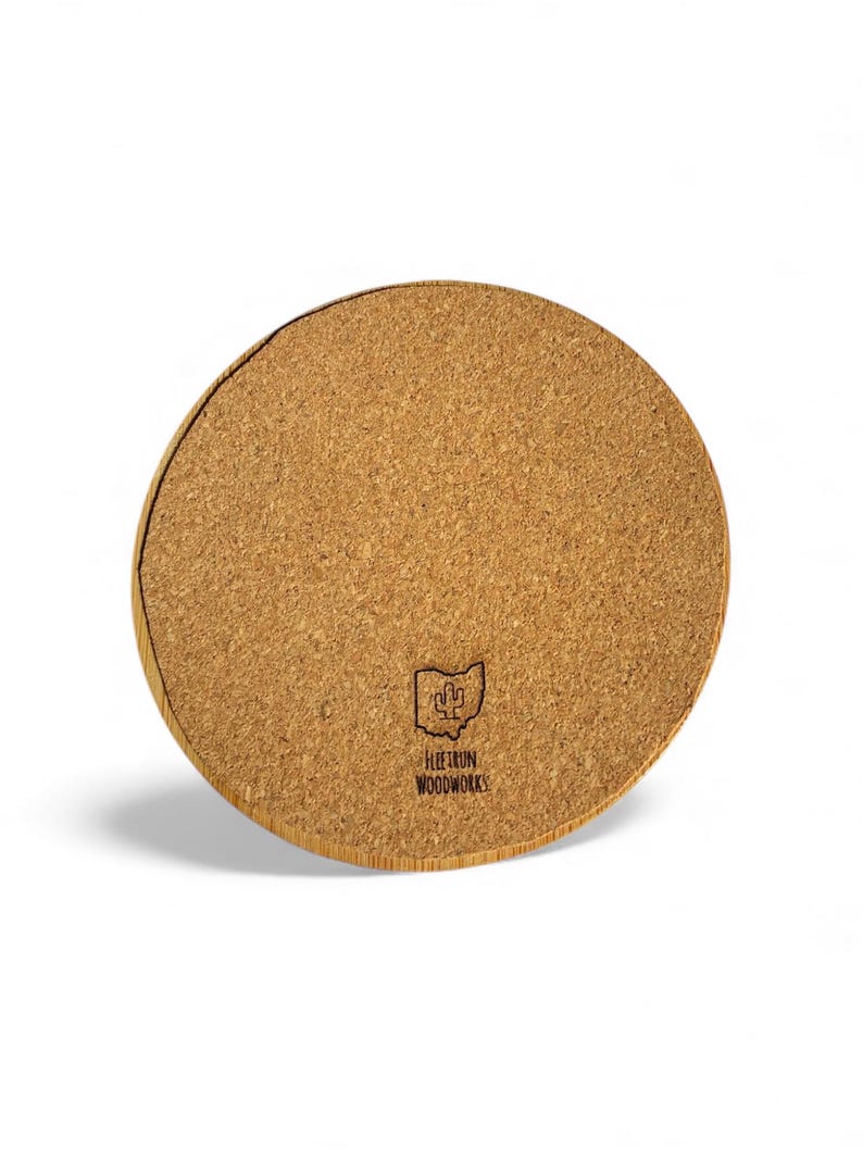 Cork backing on coaster