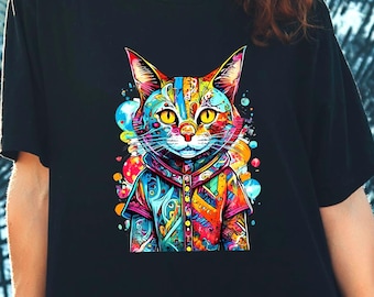 Graphic Tee - Cat Design - Unisex Animal Lover T-Shirt, Casual Cotton Shirt, Gift for Cat Lovers