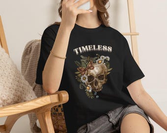 Skull Graphic T-Shirt - Vintage Gothic Unisex Tee - Halloween Skull Shirt - Gothic Aesthetic Heavy Cotton Tee