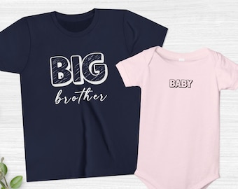 Big Brother Shirt Baby Onesie Set, Sibling Matching Outfits, Pregnancy Reveal Shirt, Big Brother Announcement, Baby Reveal Outfit