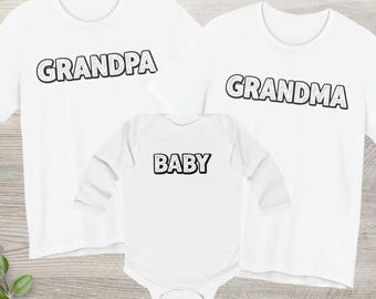 Grandparent Reveal Shirt, Grandma Grandpa Baby Onesie, Pregnancy Announcement, Promoted to Grandparents Gift, Family Reveal Tee