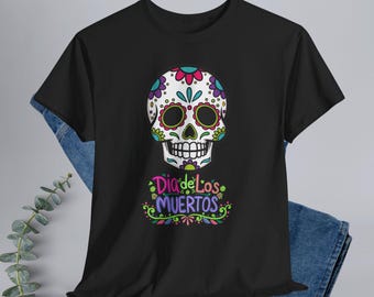Shirt Día de los Muertos Sugar Skull Tee Colorful Day of the Dead Graphic Adult Halloween T-Shirt
