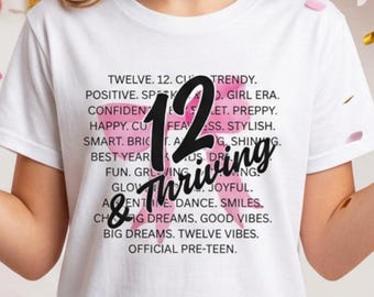 12th Birthday Shirt Trendy Words Design, 2014 Birth Year Tee, Official Pre-Teen, Coquette Bow, Funny Preteen 12th Birthday Gift