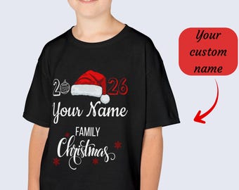 T-Shirt Personalized Family Christmas Youth Tee Custom Last Name Holiday Shirt