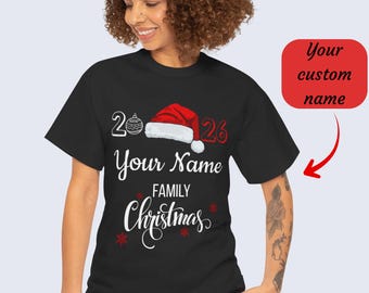 T-Shirt Personalized Family Christmas Adult Tee Custom Last Name Holiday Shirt