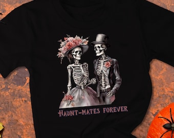 Haunt-Mates Forever Valentine T-Shirt, Skeleton Couple Love Tee, Gothic Romance Shirt, Alternative Valentine Gift