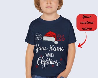 T-Shirt Personalized Family Christmas Toddler Tee Custom Last Name Holiday Shirt
