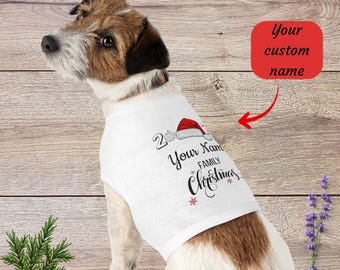 Pet Tank Top Personalized Family Christmas Dog Shirt Custom Last Name Holiday Outfit