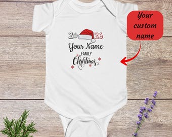 Baby Bodysuit Personalized Family Christmas Custom Last Name Infant One Piece
