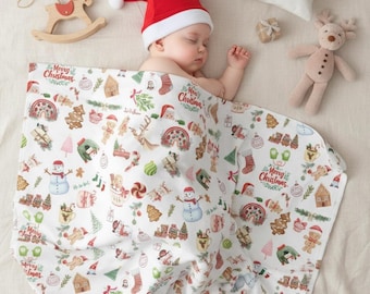 Christmas Plush Blanket, Velveteen Holiday Throw, Winter Gift Blanket, Seasonal Home Decor, Warm Snuggle Blanket, Festive Throw