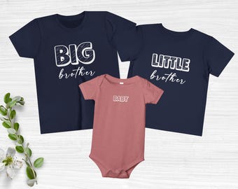 Big Brother Little Brother Baby Matching Set, Sibling Shirts, Pregnancy Reveal Outfits, Family Matching Set, Baby Announcement Outfit