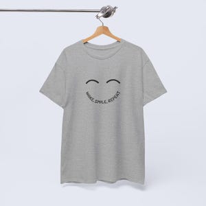 Wake Smile Repeat T-Shirt, Positive Quote Tee, Unisex Graphic Shirt, Inspirational Gift, Motivational Casual Wear Sport Grey