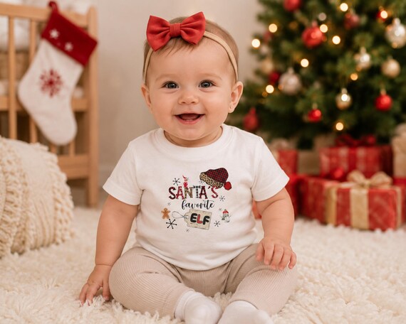 Infant T-Shirt Santa's Favorite Elf Christmas Baby Shirt Holiday Tee