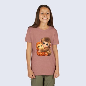 Baby Monkey Punch Youth Shirt, Funny Monkey Kids T-Shirt, Cute Monkey Plush Toy Graphic Tee, Viral Animal Meme Shirt image 20