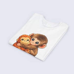 Baby Monkey Punch Youth Shirt, Funny Monkey Kids T-Shirt, Cute Monkey Plush Toy Graphic Tee, Viral Animal Meme Shirt image 3