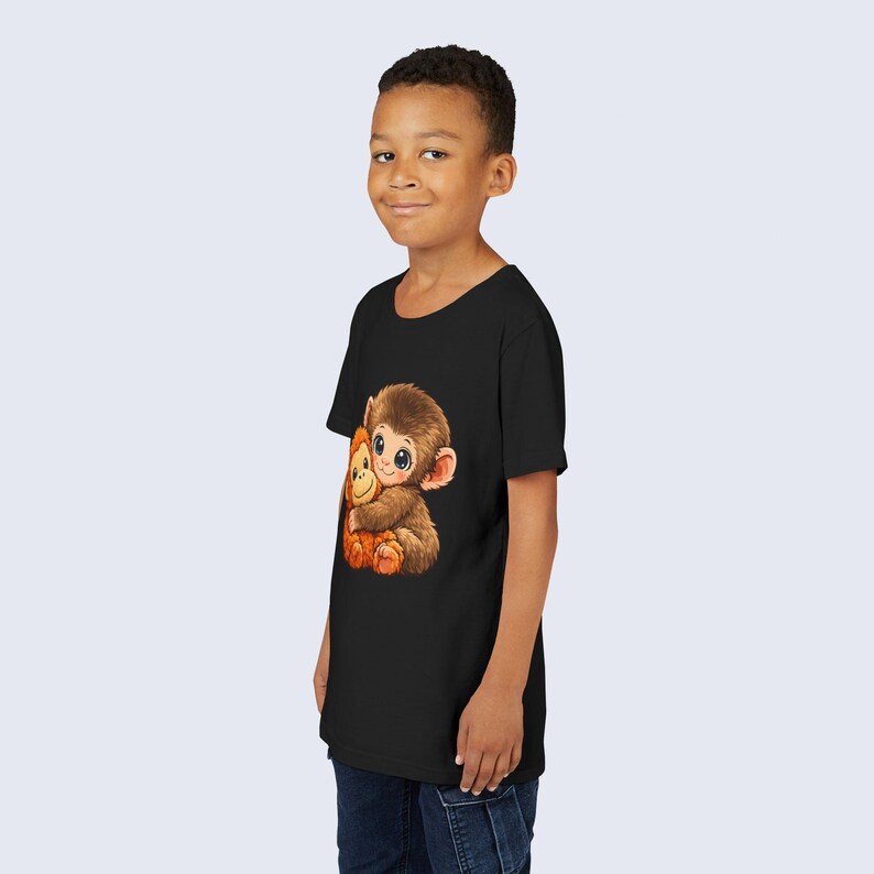 Baby Monkey Punch Youth Shirt, Funny Monkey Kids T-Shirt, Cute Monkey Plush Toy Graphic Tee, Viral Animal Meme Shirt image 6