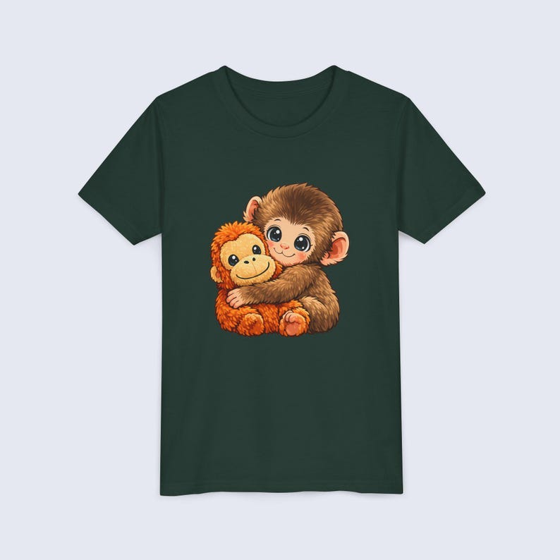 Baby Monkey Punch Youth Shirt, Funny Monkey Kids T-Shirt, Cute Monkey Plush Toy Graphic Tee, Viral Animal Meme Shirt Forest
