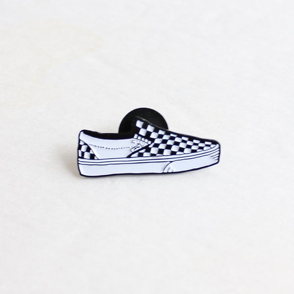 Limited run of 100 Checker Pattern Slip On Sneaker Lapel Pin - 1.25" soft enamel, punk, skateboarding