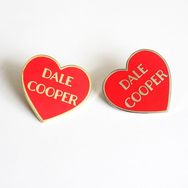Dale Cooper Red and Silver or Gold Heart Pin // Twin Peaks inspired // 1.25" hard enamel lapel pin