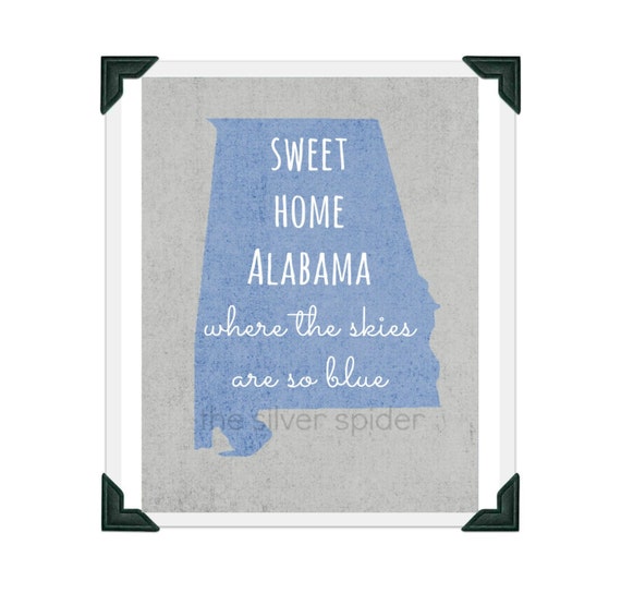 Items similar to Sweet Home Alabama Lyrics - Art Print - 8.5x11 ...