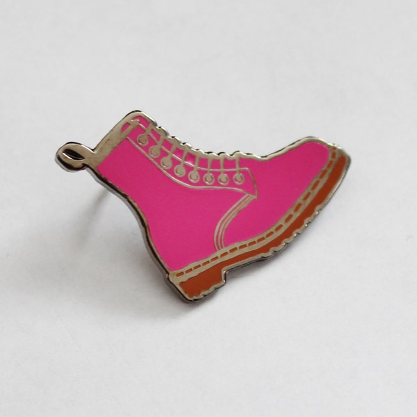 Pink Combat Boot Lapel Pin - 1" hard enamel