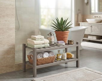 2-Tier Shoe Rack, Stackable Plant Stand Organizer, Solid Acacia Wood