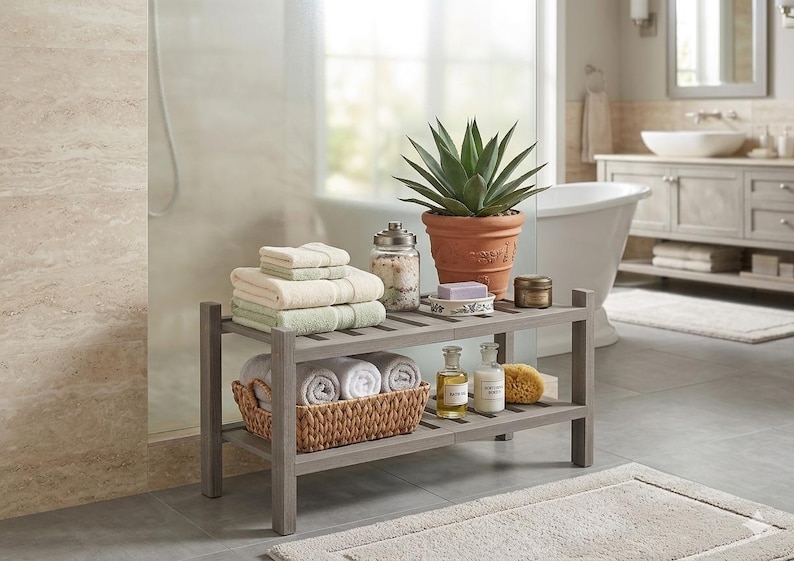 Zapatero de 2 niveles, organizador de plantas apilable, madera maciza de acacia. imagen 1