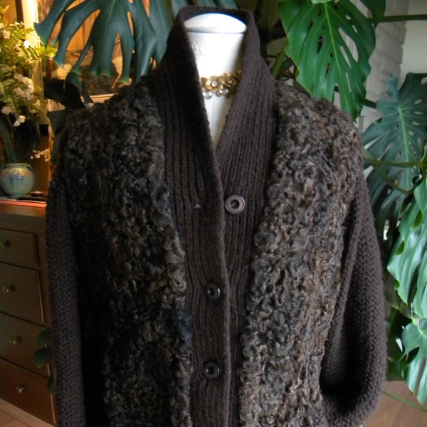 Manteau pull féminin agneau frisé persan / jacket
