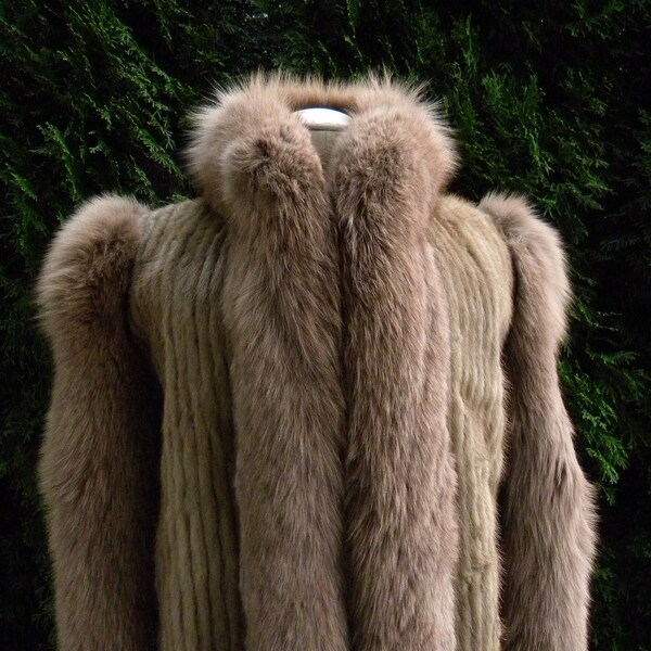 Tuxedo Mink And Fox Fur Coat / Jacket / Brown / Genuine / Real Fur / Brown / Women's  Medium