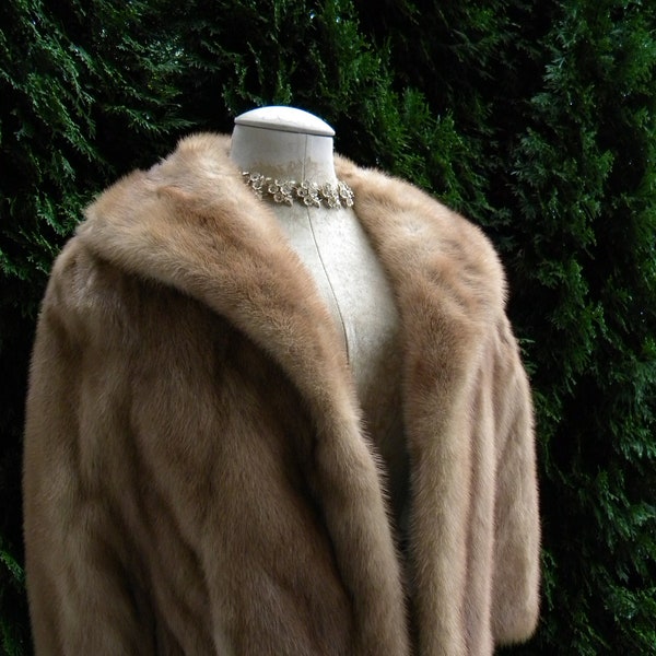 Pretty Golden Brown Mink Fur Caplet / Stole / Wrap / Real Fur / Wedding / Vintage / Gift