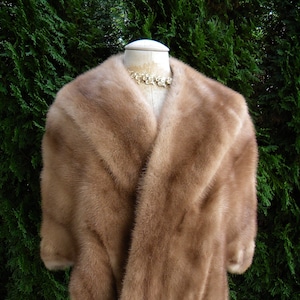 Pretty Golden Brown Mink Fur Stole / Cape / Wrap / Shrug / Real Fur / Wedding / Bride