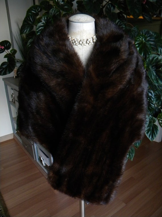Dark Brown Beauty Mink Fur Stole / Wrap / Cape /