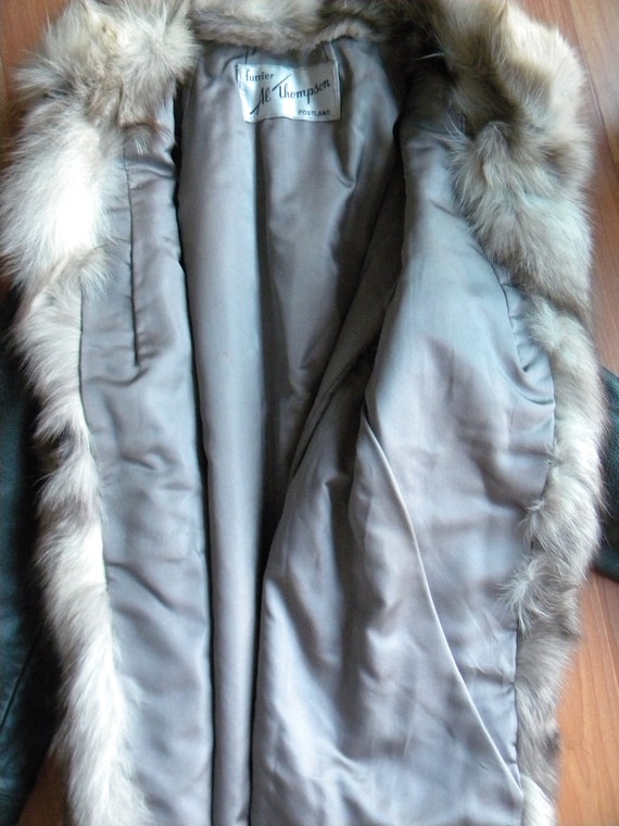 Striking Fox fur and steel gray leather bomber / … - image 5